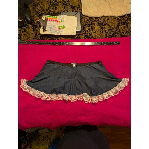 Fantasy Lingerie Navy Blue Lace Ruffle Mini Skirt 1X/2X Plus Cosplay Maid - Picture 2 of 6